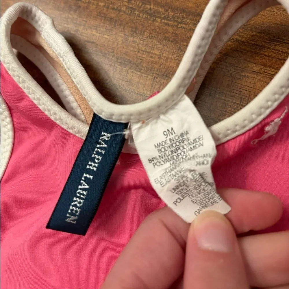 Ralph Lauren pink/white one piece bathing suit.
